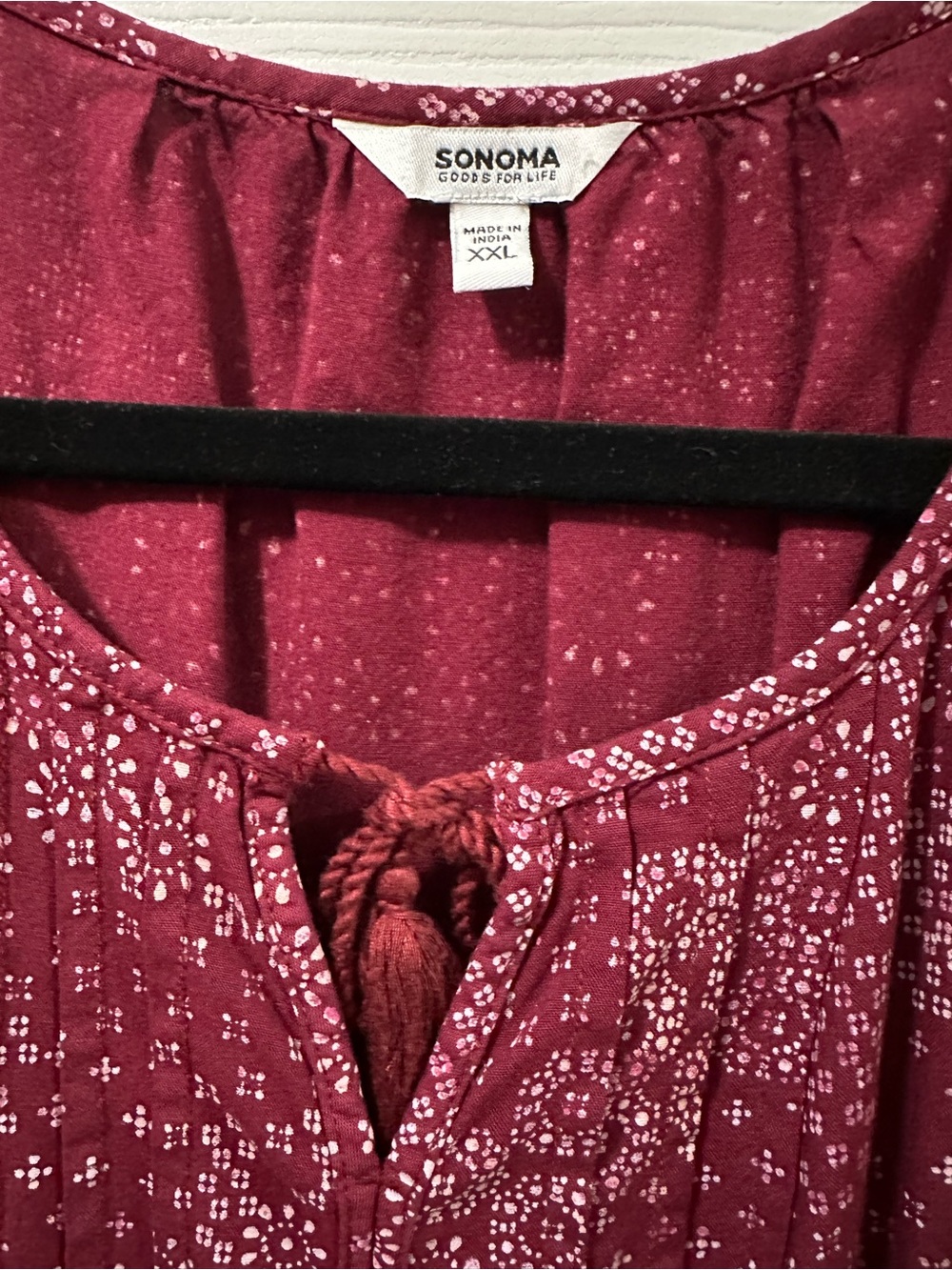 croft & barrow Wine Red Printed Peasant Tunic - Picture 2 of 3